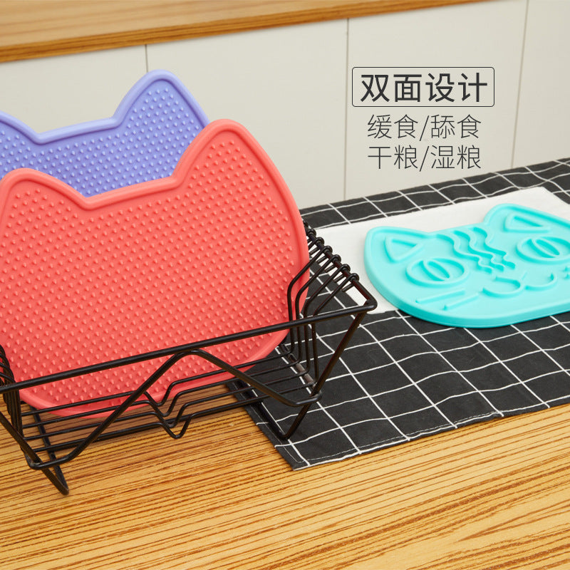 Tongue licking cats slow food bowl